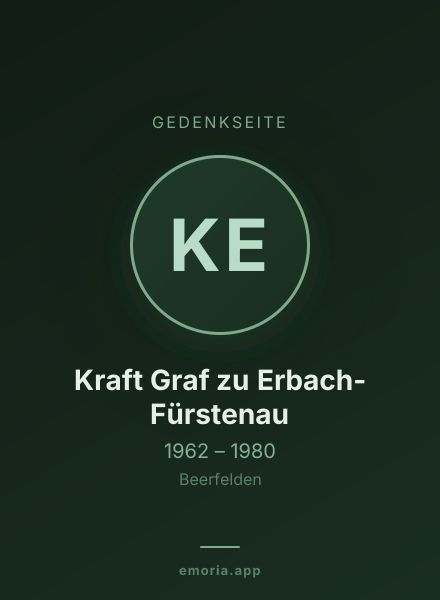 Gedenkportrait von Kraft Graf zu Erbach-Fürstenau