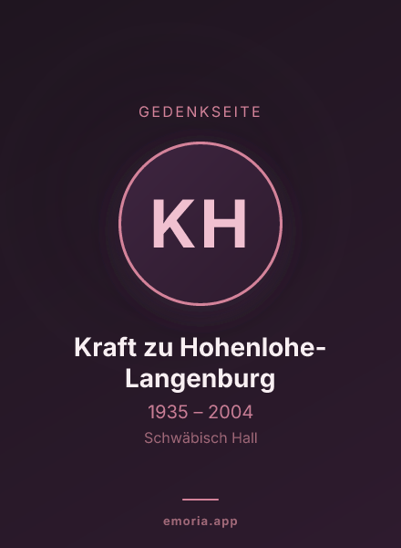Gedenkportrait von Kraft zu Hohenlohe-Langenburg
