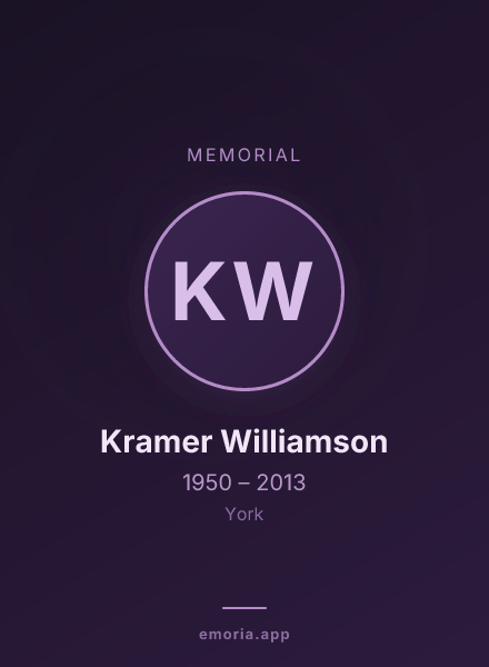 Memorial portrait of Kramer Williamson