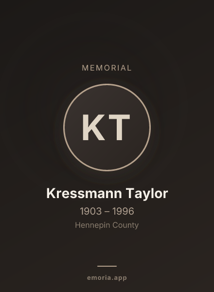 Memorial portrait of Kressmann Taylor