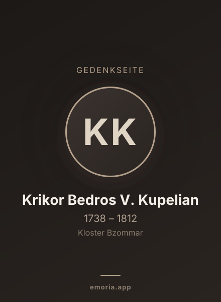 Gedenkportrait von Krikor Bedros V. Kupelian