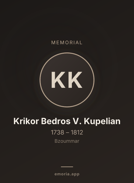 Memorial portrait of Krikor Bedros V. Kupelian