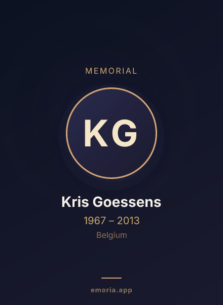 Memorial portrait of Kris Goessens