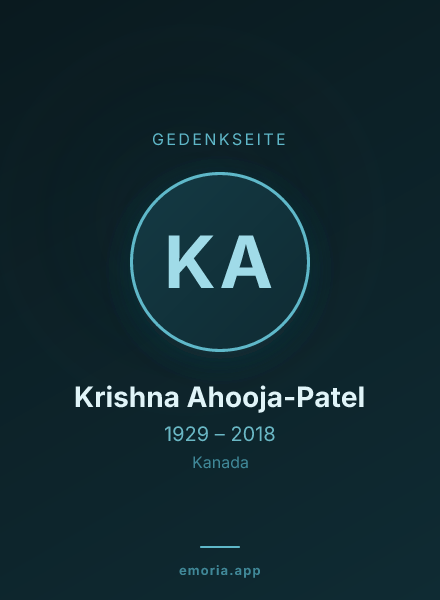 Gedenkportrait von Krishna Ahooja-Patel