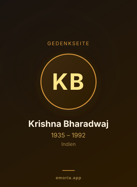 Gedenkportrait von Krishna Bharadwaj