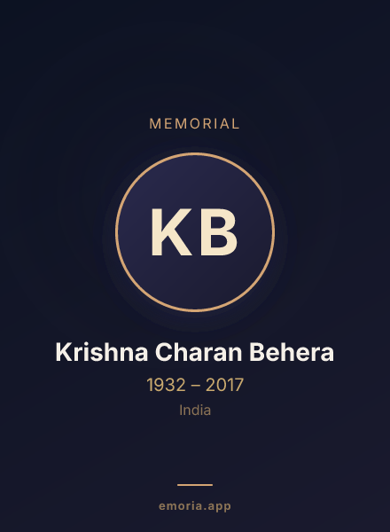 Memorial portrait of Krishna Charan Behera