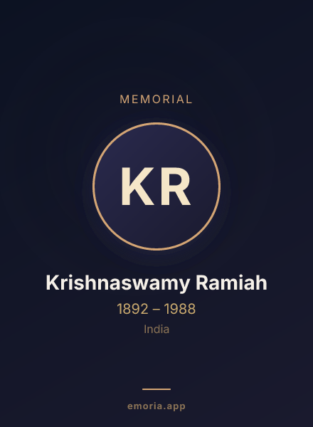 Memorial portrait of Krishnaswamy Ramiah