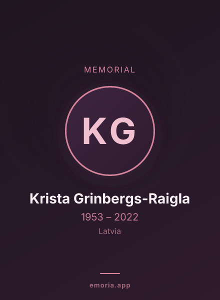 Memorial portrait of Krista Grinbergs-Raigla