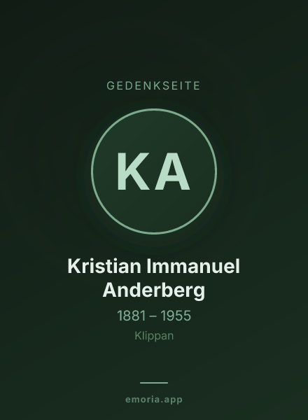 Gedenkportrait von Kristian Immanuel Anderberg