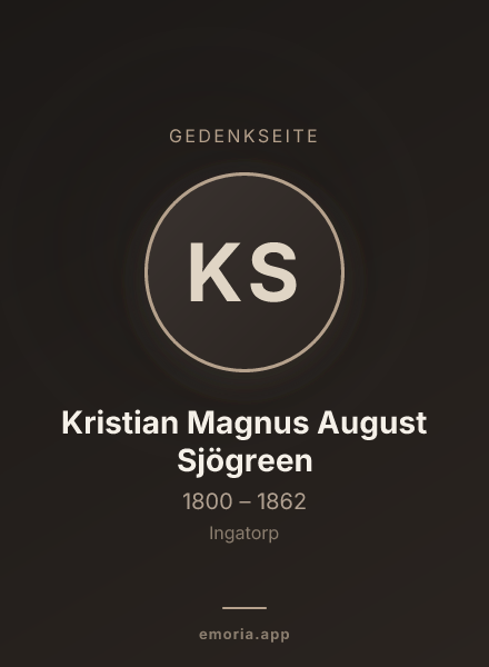 Gedenkportrait von Kristian Magnus August Sjögreen