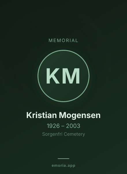 Memorial portrait of Kristian Mogensen