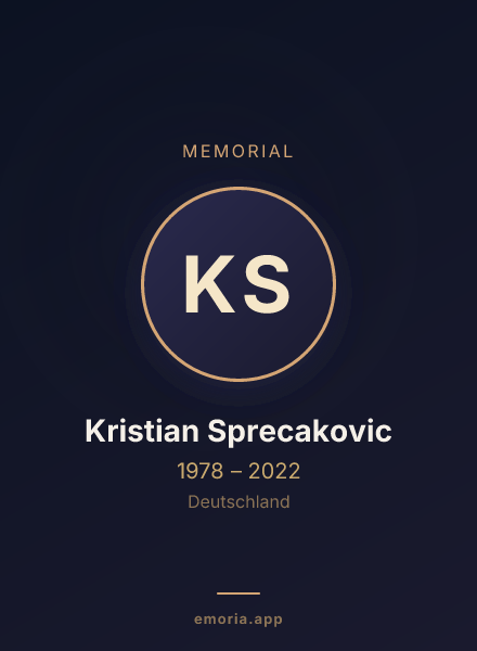Memorial portrait of Kristian Sprecakovic