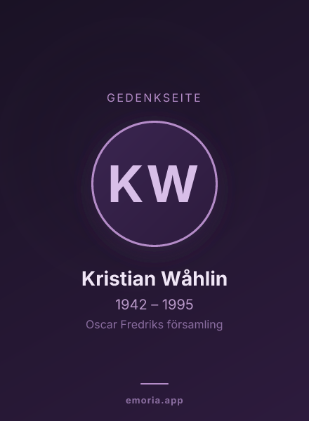 Gedenkportrait von Kristian Wåhlin