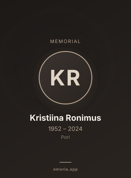 Memorial portrait of Kristiina Ronimus