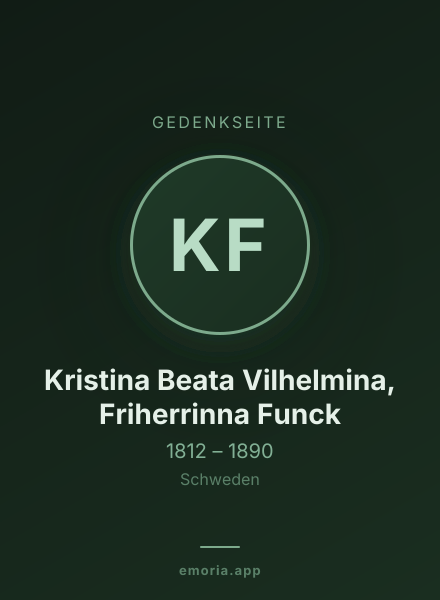 Gedenkportrait von Kristina Beata Vilhelmina, Friherrinna Funck