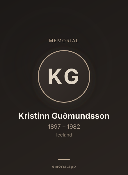 Memorial portrait of Kristinn Guðmundsson