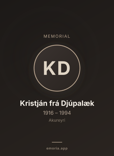 Memorial portrait of Kristján frá Djúpalæk