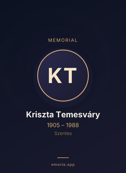 Memorial portrait of Kriszta Temesváry