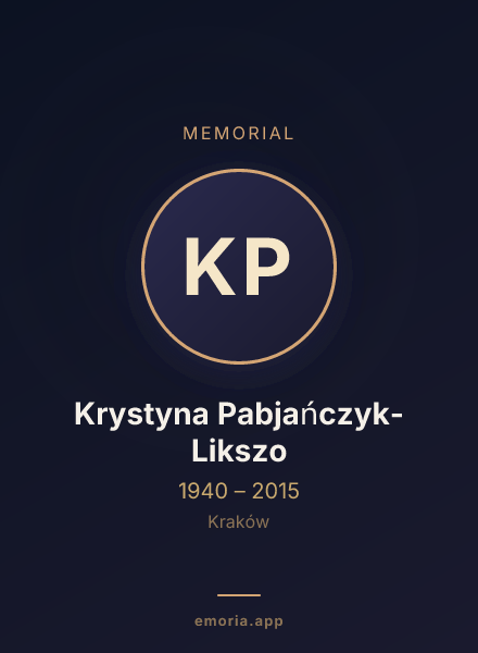 Memorial portrait of Krystyna Pabjańczyk-Likszo