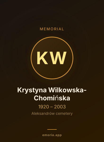 Memorial portrait of Krystyna Wilkowska-Chomińska