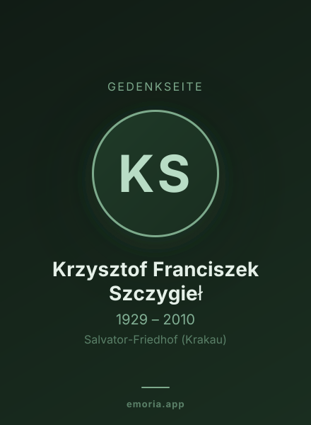 Gedenkportrait von Krzysztof Franciszek Szczygieł