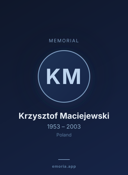 Memorial portrait of Krzysztof Maciejewski