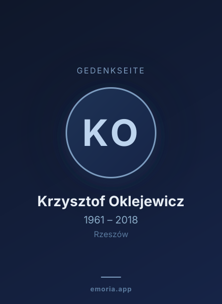 Gedenkportrait von Krzysztof Oklejewicz