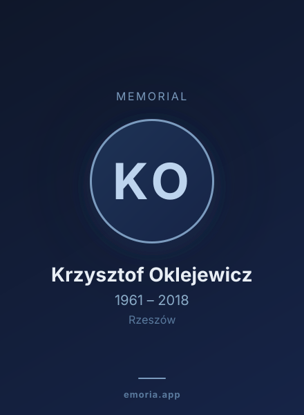 Memorial portrait of Krzysztof Oklejewicz