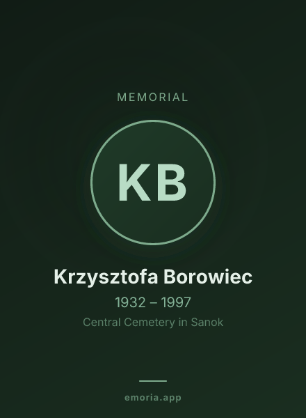 Memorial portrait of Krzysztofa Borowiec