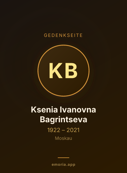 Gedenkportrait von Ksenia Ivanovna Bagrintseva