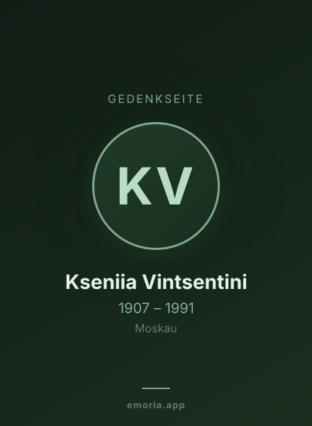 Gedenkportrait von Kseniia Vintsentini