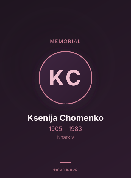 Memorial portrait of Ksenija Chomenko