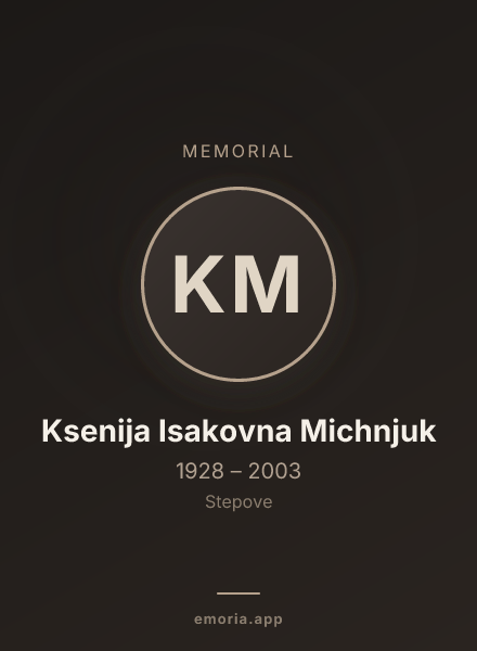 Memorial portrait of Ksenija Isakovna Michnjuk