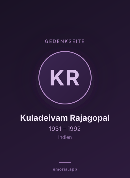 Gedenkportrait von Kuladeivam Rajagopal