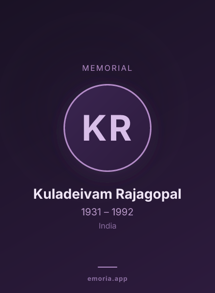 Memorial portrait of Kuladeivam Rajagopal
