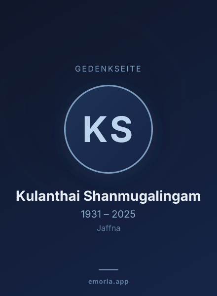 Gedenkportrait von Kulanthai Shanmugalingam