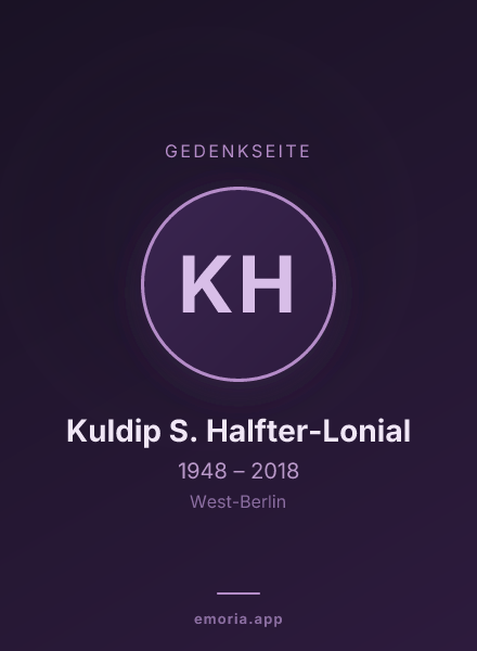Gedenkportrait von Kuldip S. Halfter-Lonial