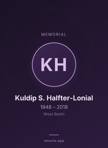 Memorial portrait of Kuldip S. Halfter-Lonial