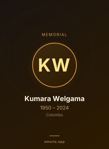 Memorial portrait of Kumara Welgama