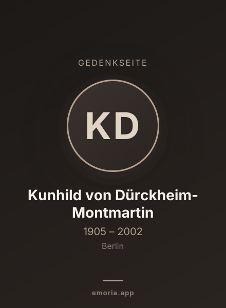 Gedenkportrait von Kunhild von Dürckheim-Montmartin