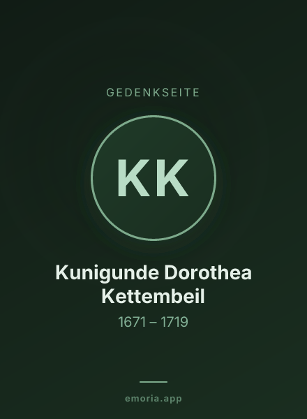 Gedenkportrait von Kunigunde Dorothea Kettembeil
