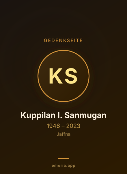 Gedenkportrait von Kuppilan I. Sanmugan