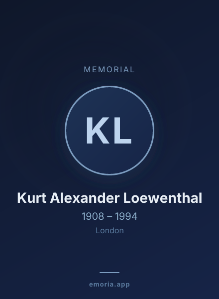 Memorial portrait of Kurt Alexander Loewenthal