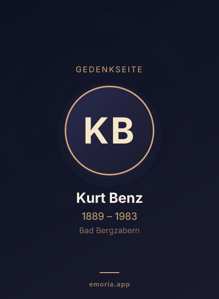 Gedenkportrait von Kurt Benz