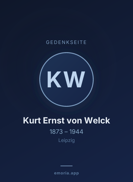 Gedenkportrait von Kurt Ernst von Welck