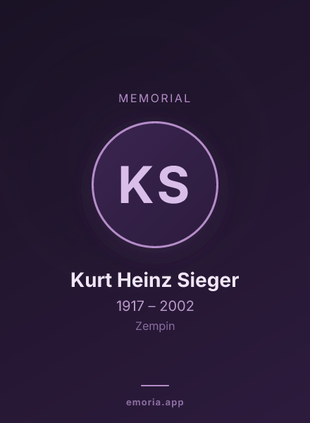 Memorial portrait of Kurt Heinz Sieger