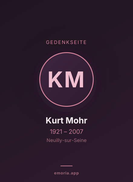Gedenkportrait von Kurt Mohr