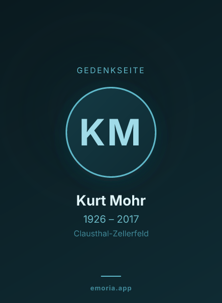 Gedenkportrait von Kurt Mohr