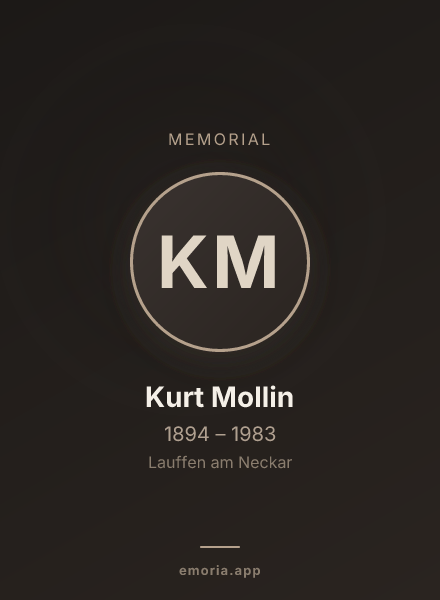 Memorial portrait of Kurt Mollin