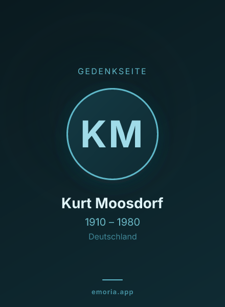 Gedenkportrait von Kurt Moosdorf